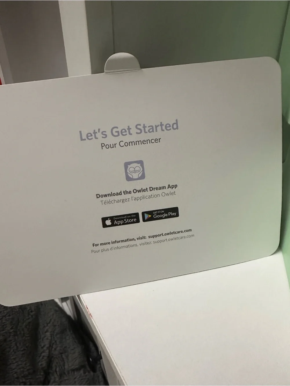 Owlet monitor- Mint Green -Wearable Arm/Wrist/foot Clip with Charging Base
